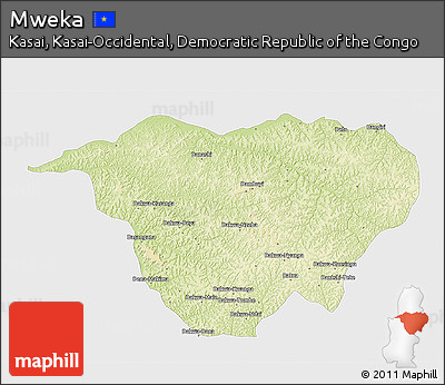 Physical 3D Map of Mweka, single color outside
