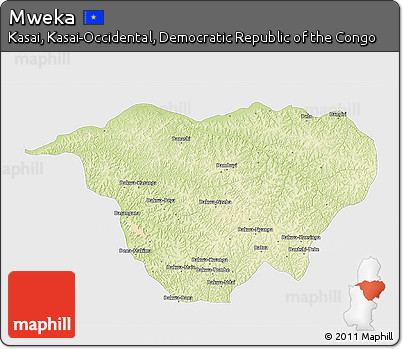 Physical 3D Map of Mweka, single color outside