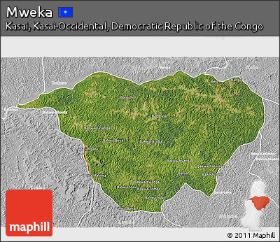 Satellite 3D Map of Mweka, lighten, desaturated
