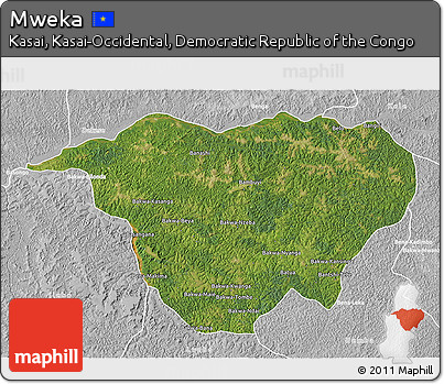 Satellite 3D Map of Mweka, lighten, desaturated