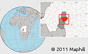 Gray Location Map of Mweka, highlighted country, highlighted parent region