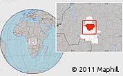 Gray Location Map of Mweka, highlighted grandparent region, hill shading