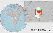 Gray Location Map of Mweka, highlighted parent region, hill shading