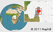 Satellite Location Map of Mweka, highlighted country, highlighted parent region