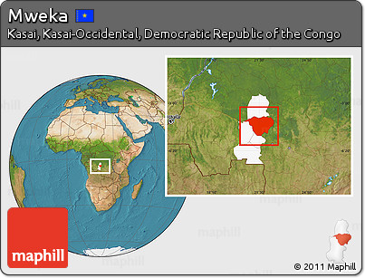 Satellite Location Map of Mweka, highlighted parent region