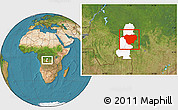 Satellite Location Map of Mweka, highlighted parent region