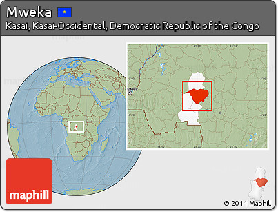 Savanna Style Location Map of Mweka, highlighted parent region, hill shading