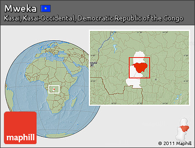 Savanna Style Location Map of Mweka, highlighted parent region, hill shading