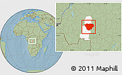Savanna Style Location Map of Mweka, highlighted parent region, hill shading