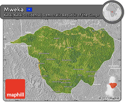 Satellite Map of Mweka, lighten, desaturated