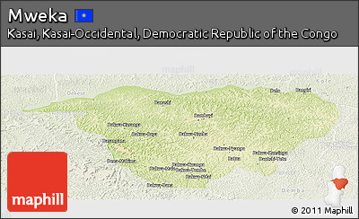 Physical Panoramic Map of Mweka, lighten