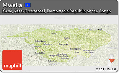 Physical Panoramic Map of Mweka, lighten