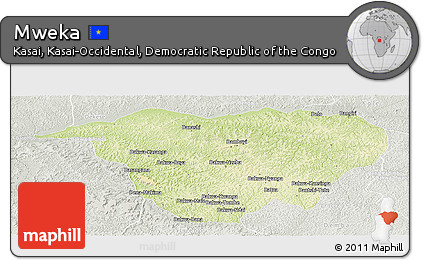 Physical Panoramic Map of Mweka, lighten, semi-desaturated