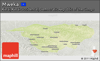 Physical Panoramic Map of Mweka, lighten, semi-desaturated