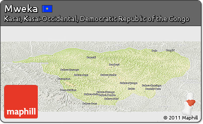 Physical Panoramic Map of Mweka, lighten, semi-desaturated
