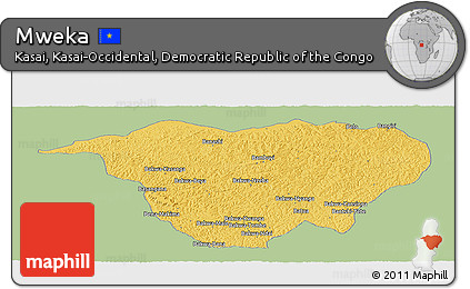 Savanna Style Panoramic Map of Mweka, single color outside