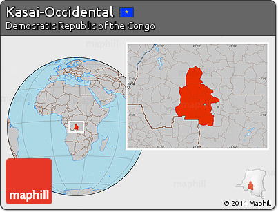 Gray Location Map of Kasai-Occidental