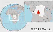 Gray Location Map of Kasai-Occidental, highlighted country, within the entire country