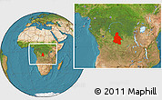 Satellite Location Map of Kasai-Occidental, within the entire country