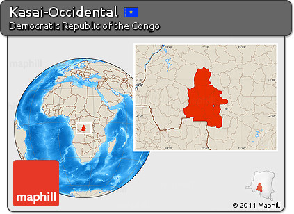 Shaded Relief Location Map of Kasai-Occidental