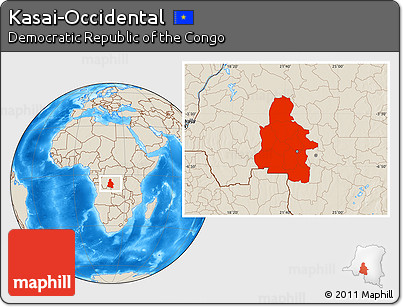 Shaded Relief Location Map of Kasai-Occidental