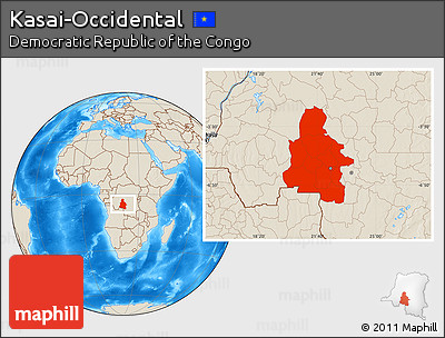 Shaded Relief Location Map of Kasai-Occidental