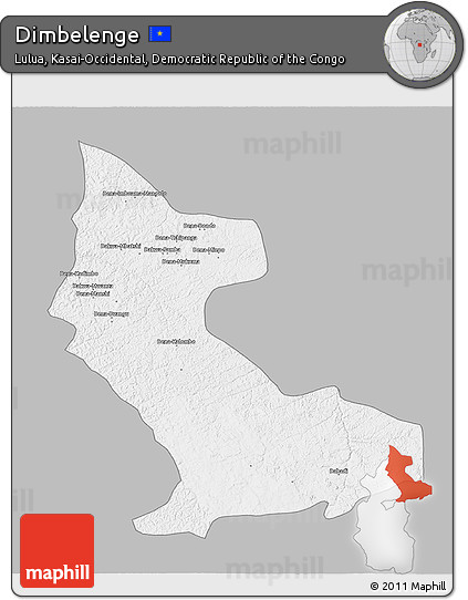 Gray 3D Map of Dimbelenge, single color outside
