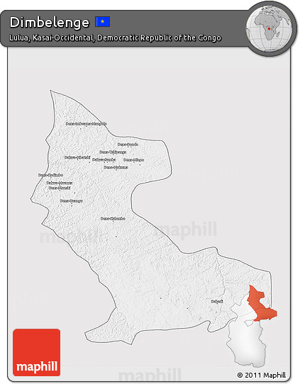 Silver Style 3D Map of Dimbelenge, single color outside