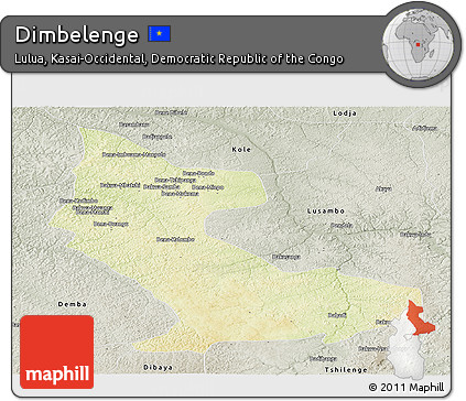 Physical Panoramic Map of Dimbelenge, semi-desaturated