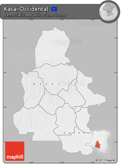 Gray Map of Kasai-Occidental, single color outside