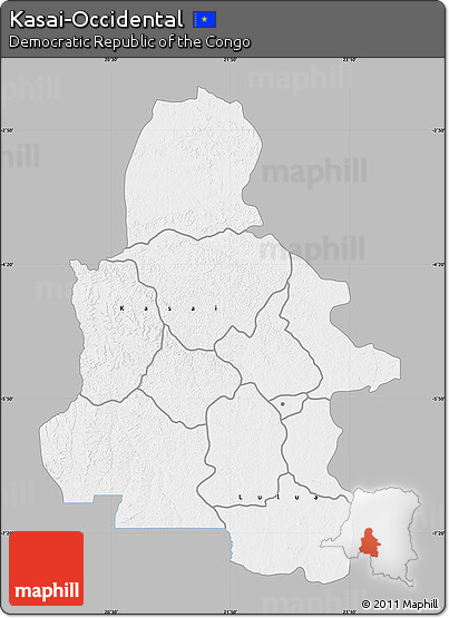 Gray Map of Kasai-Occidental, single color outside