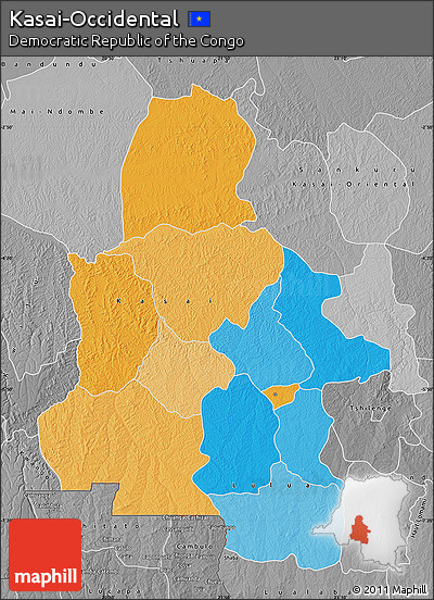 Political Map of Kasai-Occidental, desaturated
