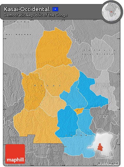 Political Map of Kasai-Occidental, desaturated