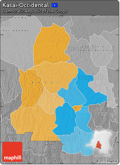 Political Map of Kasai-Occidental, desaturated