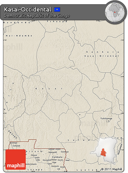 Shaded Relief Map of Kasai-Occidental