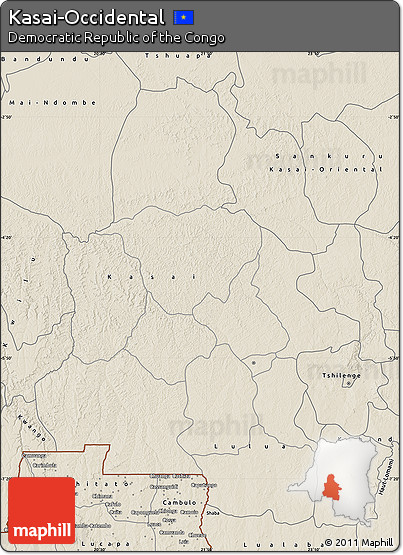 Shaded Relief Map of Kasai-Occidental