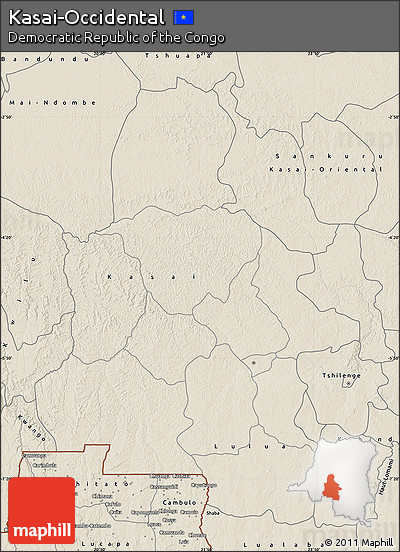 Shaded Relief Map of Kasai-Occidental