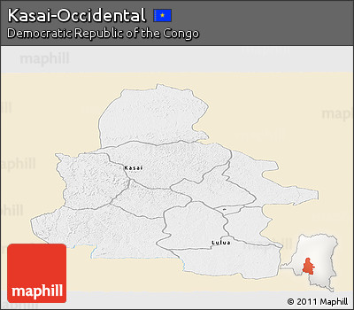 Classic Style Panoramic Map of Kasai-Occidental, single color outside