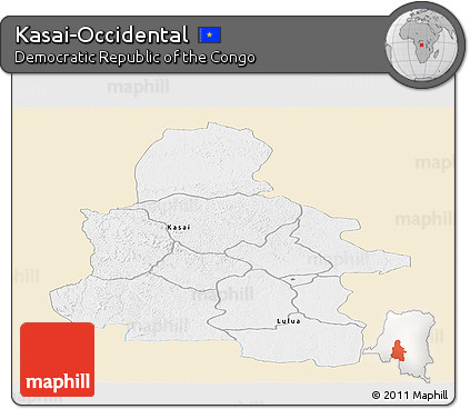 Classic Style Panoramic Map of Kasai-Occidental, single color outside