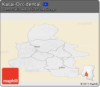 Classic Style Panoramic Map of Kasai-Occidental, single color outside