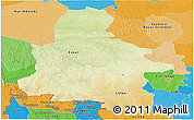 Physical Panoramic Map of Kasai-Occidental, political outside