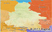 Physical Panoramic Map of Kasai-Occidental, political shades outside