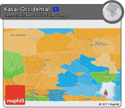 Political Panoramic Map of Kasai-Occidental