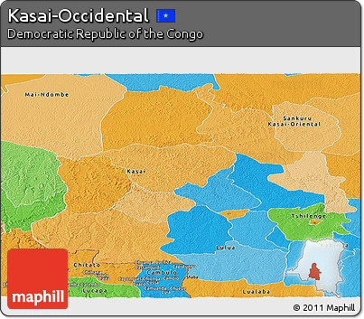 Political Panoramic Map of Kasai-Occidental
