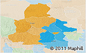 Political Panoramic Map of Kasai-Occidental, lighten