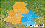 Political Panoramic Map of Kasai-Occidental, satellite outside