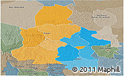 Political Panoramic Map of Kasai-Occidental, semi-desaturated