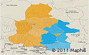 Political Panoramic Map of Kasai-Occidental, shaded relief outside