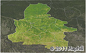Satellite Panoramic Map of Kasai-Occidental, darken, semi-desaturated