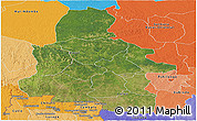 Satellite Panoramic Map of Kasai-Occidental, political shades outside